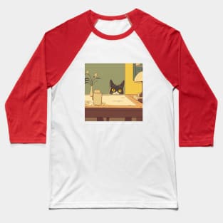 Cat peaking under the table Baseball T-Shirt